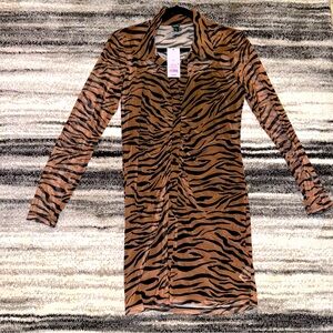 TARGET WILD FABLE BRWN ZEBRA MESH DRESS